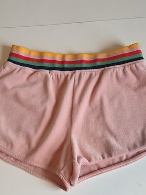 wild fable Pink Velour Lounge Shorts with Rainbow Waistband 70s Retro Pockets S